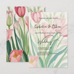 Tulipes de ressort d'aquarelle, Faire-part de mari