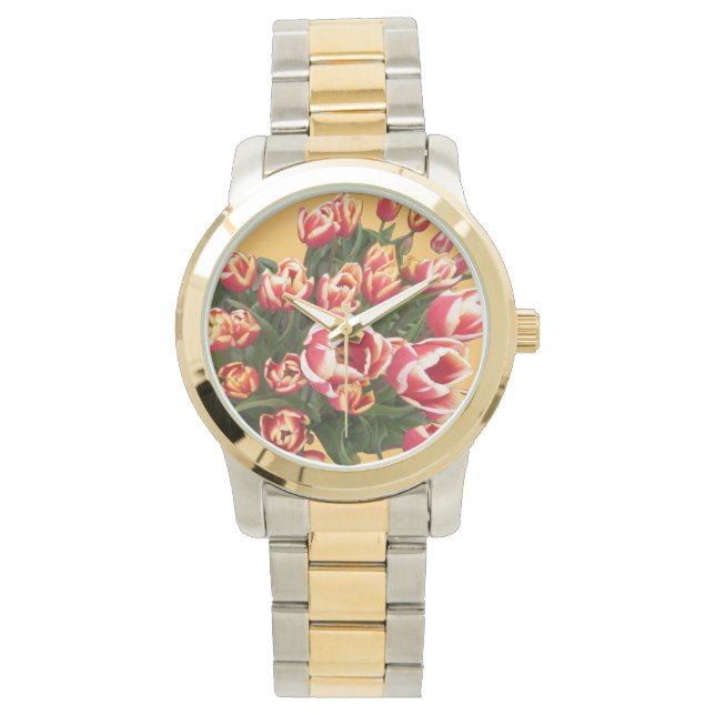 Tulipes Deux Tonalités Bracelet Montre (devant)