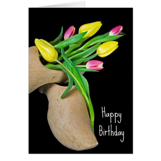 Tulipes En Chaussure En Bois Anniversaire (Devant)