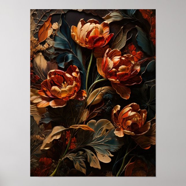 Tulipes en fleurs - poster art numérique fleurs (Devant)