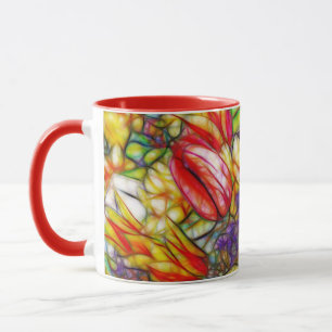 Tulipes et Daffodique de café Mug en verre tressé