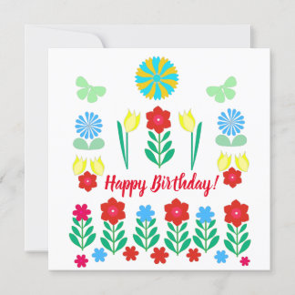 Tulipes et Fleurs rouges Scandi Bonne carte d'anni