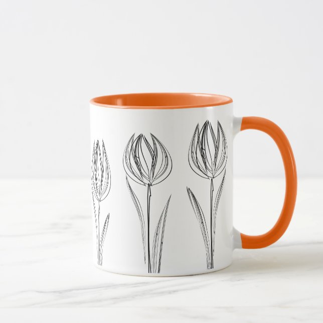 Tulipes Fleurs Dessin Gardener Mug (Droite)