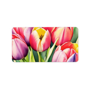 tulipes fleurs étiquette de adresse