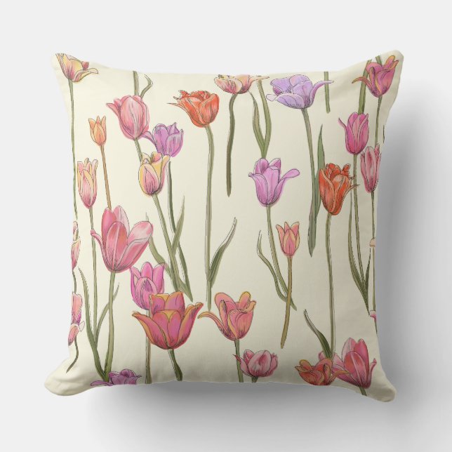 Tulipes hollandaises oreiller extérieur (Recto)