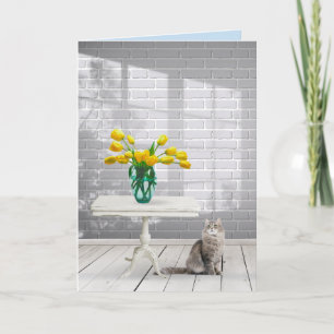 Tulipes Jaunes avec chat obtenir bientôt carte