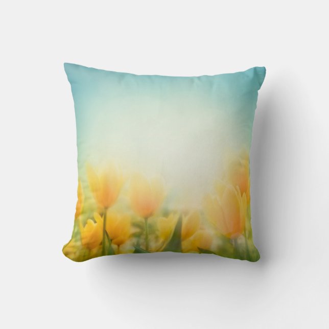 Tulipes Jaunes Baisées Soleil Jouer Coussin de can (Recto)
