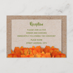 Tulipes orange sur les cartes de réception de mari