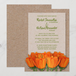 Tulipes orange sur les invitations de mariage Kraf