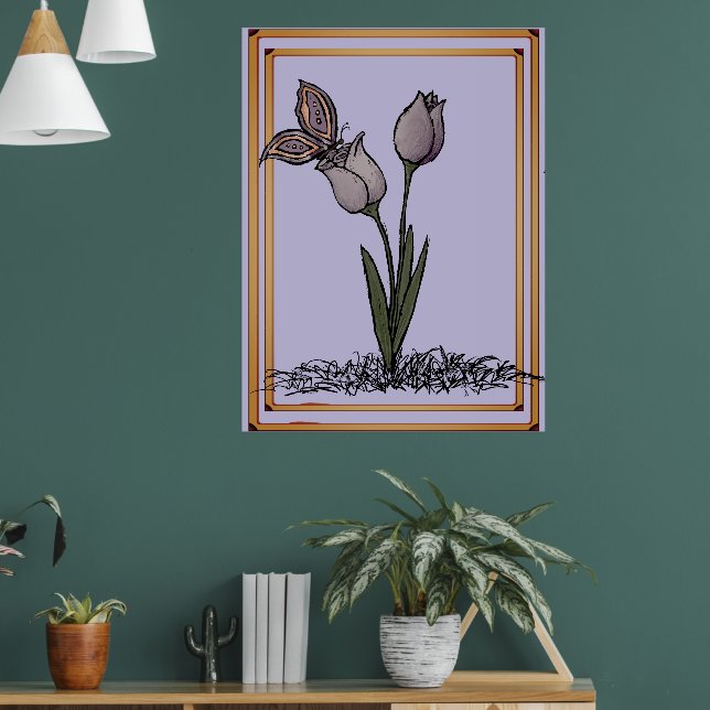 Tulipes Papillon Impression, Affiche (Salon 1)