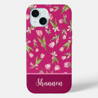 Tulipes roses avec coque iphone de lignes