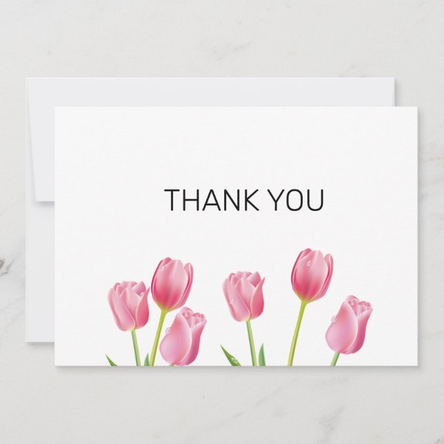 Tulipes roses Carte de remerciements plat (Devant)