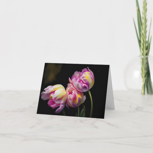 Tulipes roses chantent la carte de note Blues (Devant)