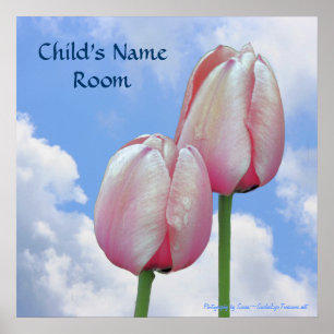 Tulipes roses Ciel bleu Nature Kids Room Poster