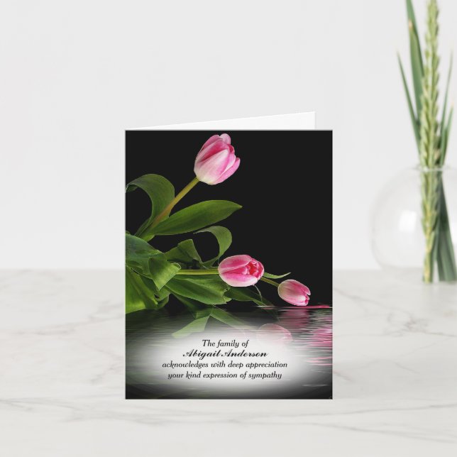 Tulipes Roses Dans La Carte de remerciements De Sy (Devant)