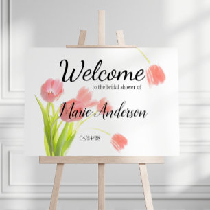 Tulipes Roses Doux Affiche Florale Féminine pour E