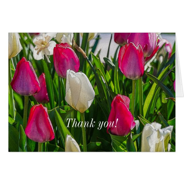 Tulipes Roses Et Blancs Carte de remerciements (Devant Horizontal)