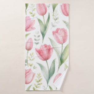 Tulipes roses Peinture florale aquarelle botanique