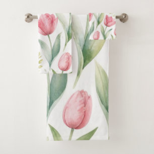 Tulipes roses Peinture florale aquarelle botanique