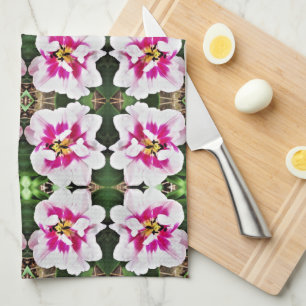 Tulipes roses serviettes de cuisine