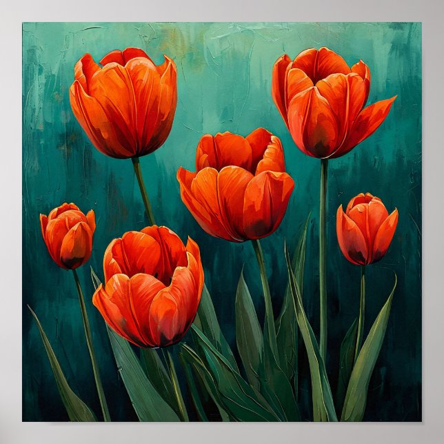 Tulipes rouges décoration murale botanique 🌿pour  (Devant)