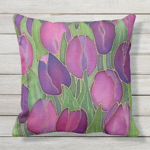 Tulipes violettes Conception Coussin extérieur