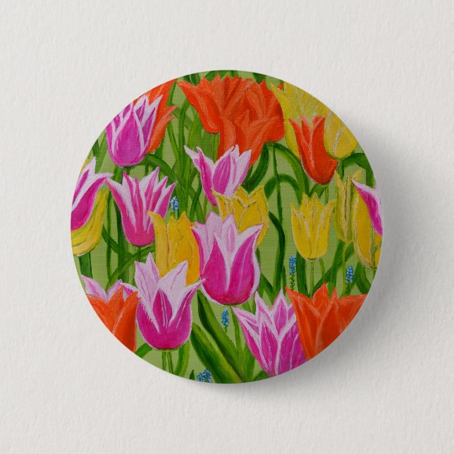 Tulips 2 Inch Round Button (Front)