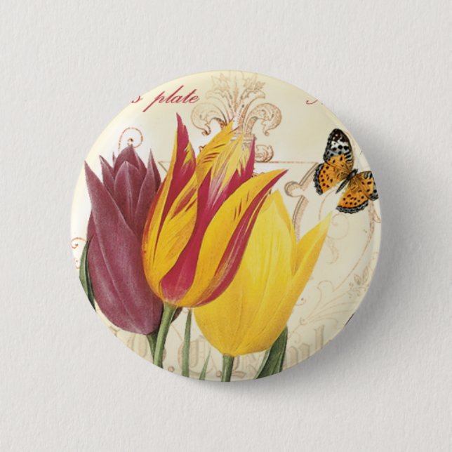 Tulips 2 Inch Round Button (Front)