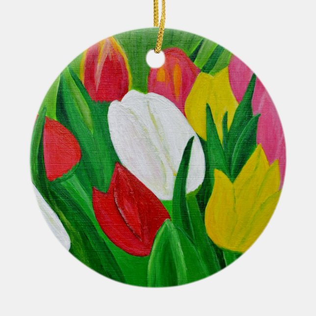 Tulips 2a ceramic ornament (Front)