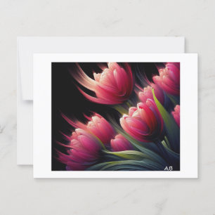Tulips Against Black, Postcard