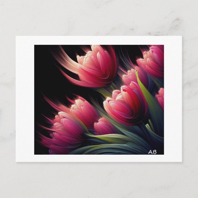 Tulips Against Black,  Postcard (Front)