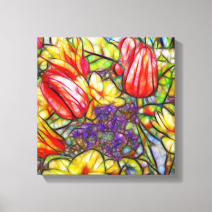 Tulips and Daffodil Wrapped Canvas Print