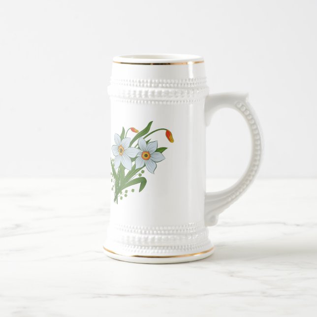 Tulips and Daffodils Flowers Beer Stein (Right)