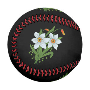 Tulips and Daffodils Flowers Black Background Baseball