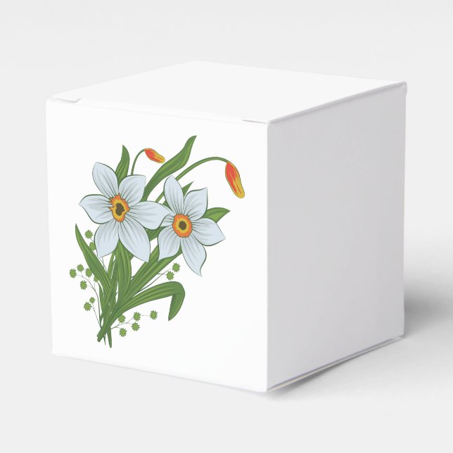 Tulips and Daffodils Flowers Favor Box (Front Side)