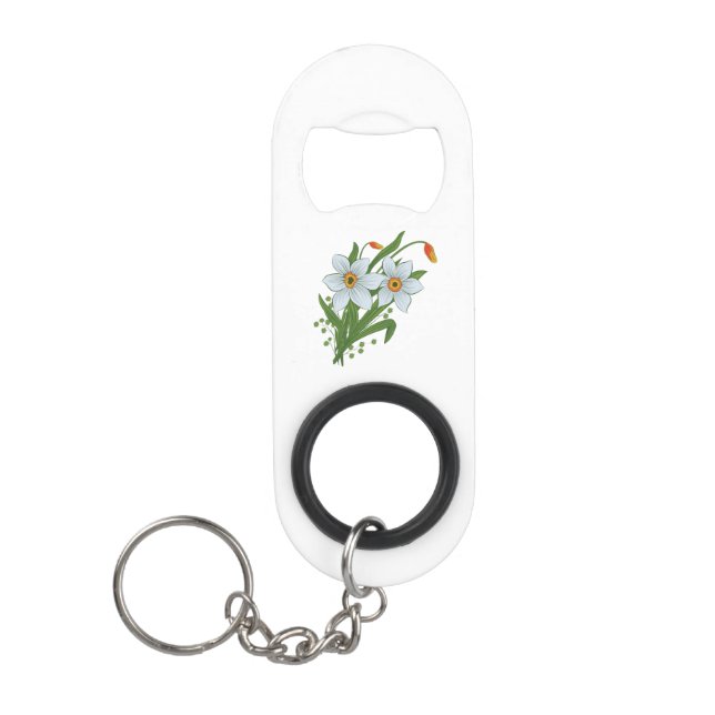 Tulips and Daffodils Flowers Mini Bottle Opener (Front)