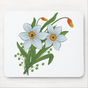 Tulips and Daffodils Flowers Mouse Pad