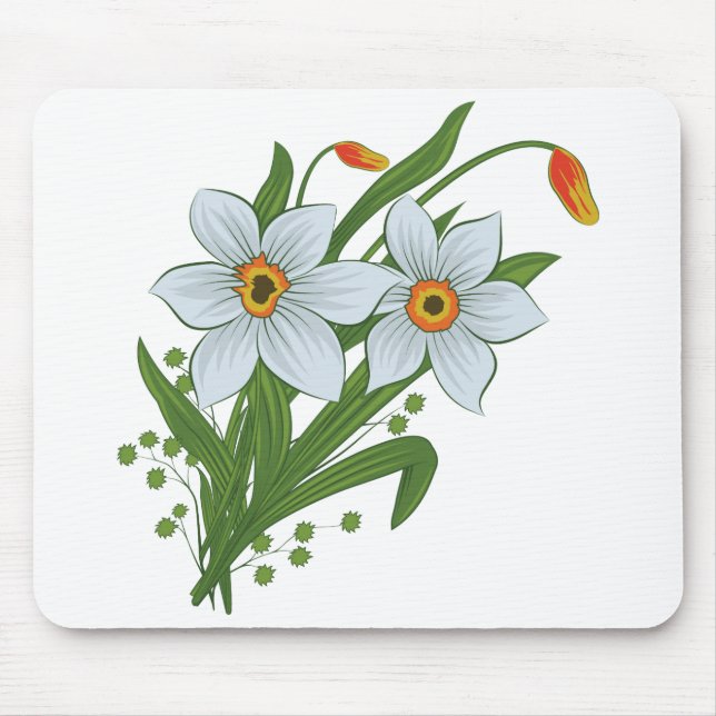 Tulips and Daffodils Flowers Mouse Pad (Front)