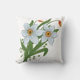 Tulips and Daffodils Flowers Throw Pillow