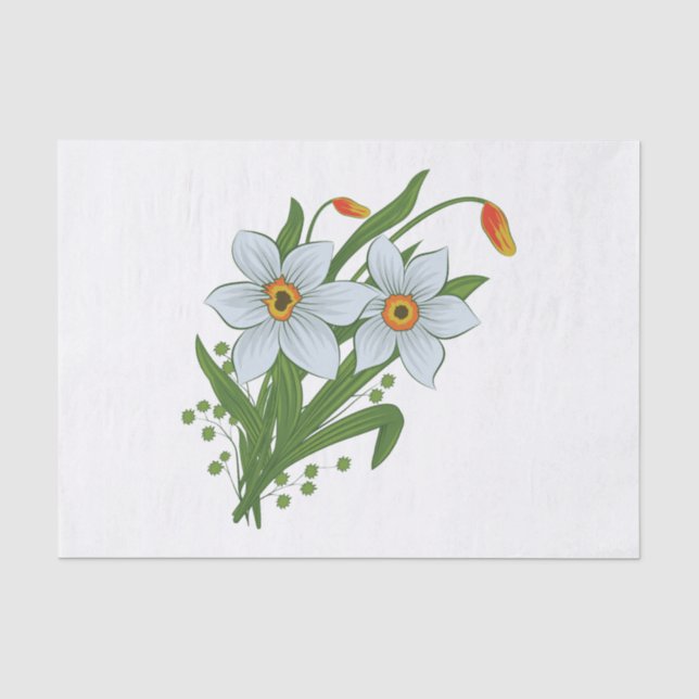 Tulips and Daffodils Flowers Tissue Paper (Front)