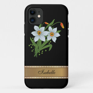 Tulips and Daffodils Gold Personalized Name iPhone 11 Case
