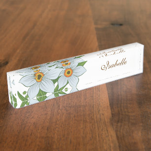 Tulips and Daffodils Personalized Name Nameplate