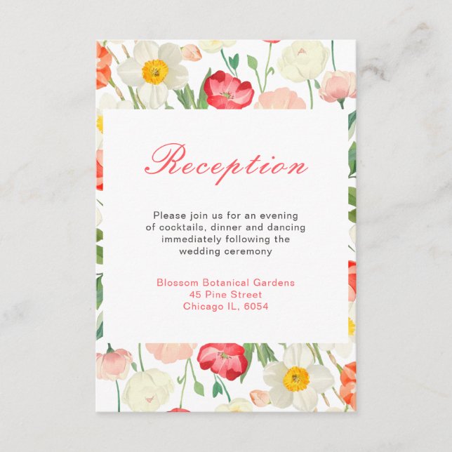 Tulips and Daffodils Spring Wedding Enclosure Card (Front)