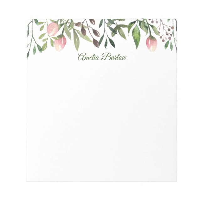 Tulips and Greenery Personalized Notepad (Front)