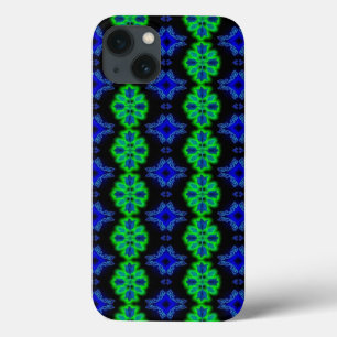 Tulips Artdeco in Retro style green blue black iPhone 13 Case