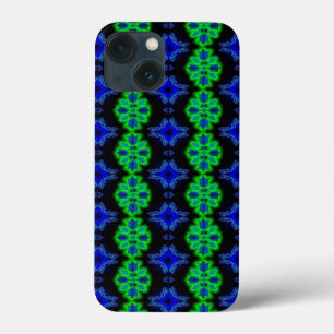 Tulips Artdeco in Retro style green blue black iPhone 13 Mini Case