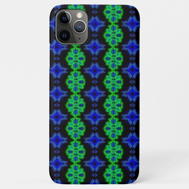 Tulips Artdeco in Retro style green blue black Case-Mate iPhone Case (Back)