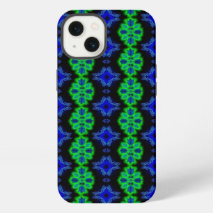 Tulips Artdeco in Retro style green blue black iPhone 13 Case
