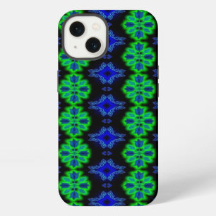 Tulips Artdeco in Retro style green blue black iPhone 13 Case