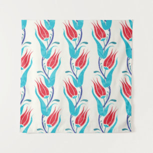 Tulips background. Traditional turkish motif. seam Tapestry